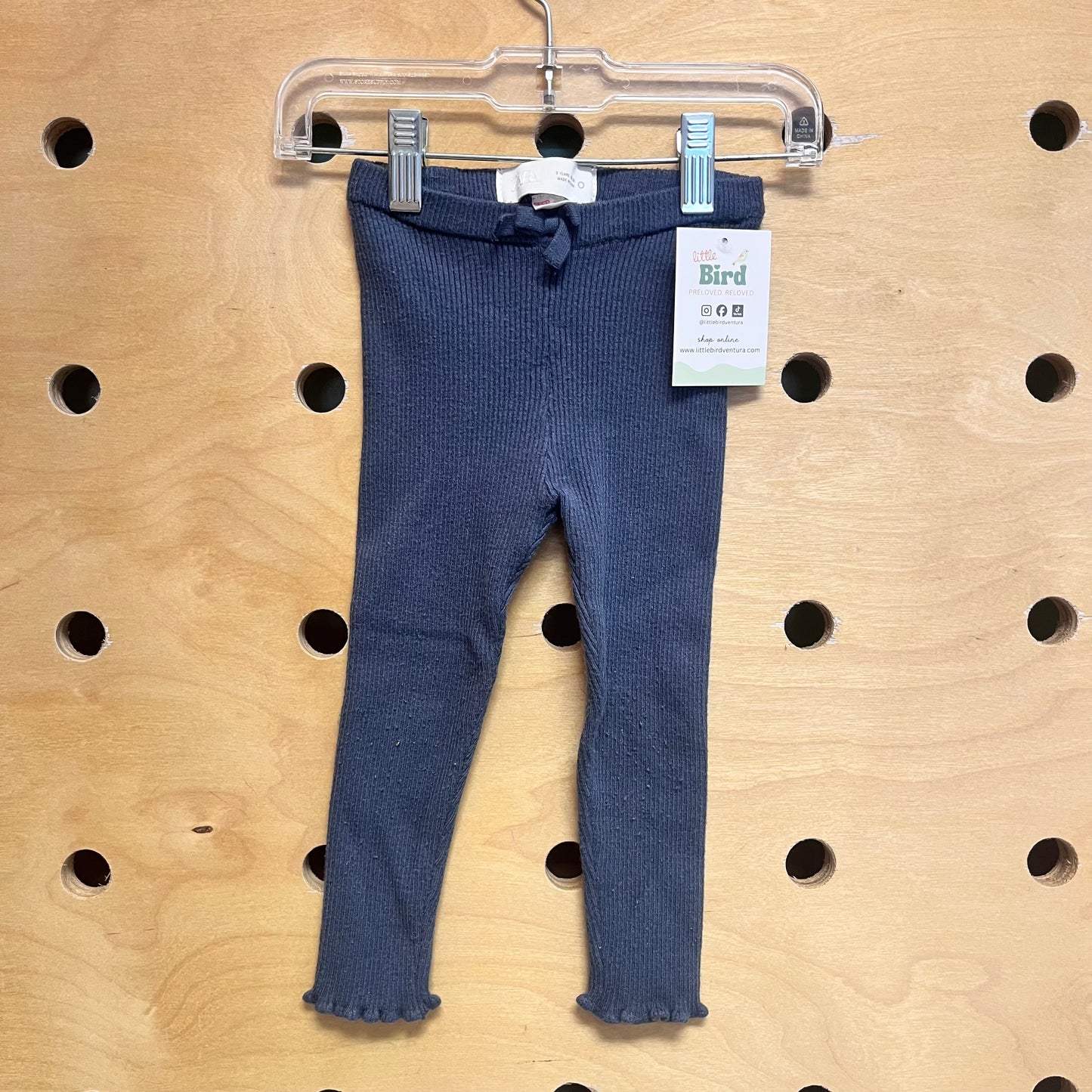 Blue Lettuce Hem Leggings