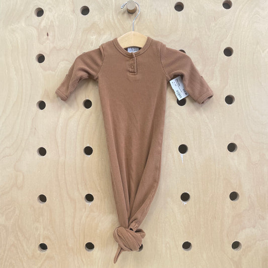 Brown Ribbed Organic Knotted Gown