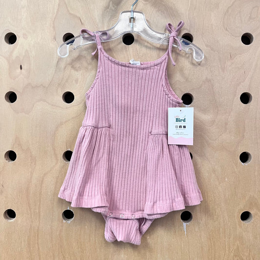 Organic Pink Ribbed Romper