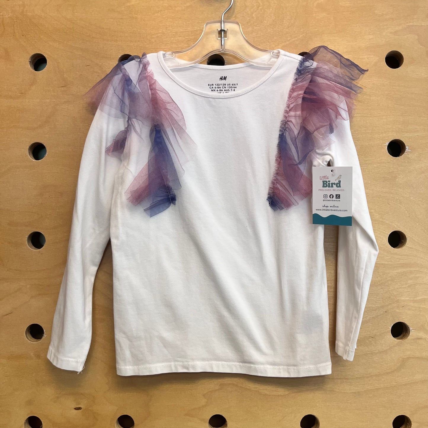 White/Pink-Purple Tulle Sleeve LS
