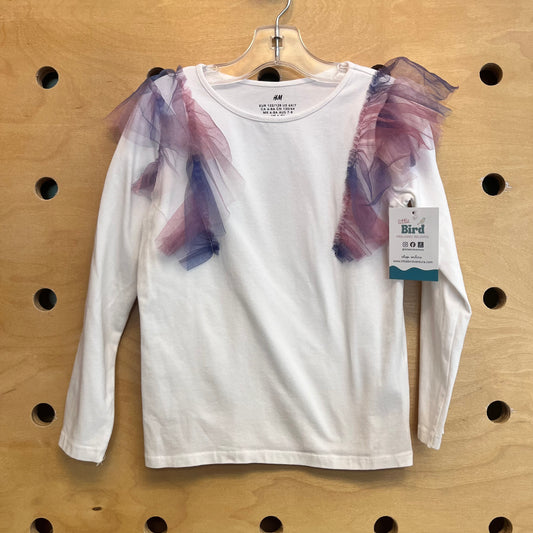 White/Pink-Purple Tulle Sleeve LS