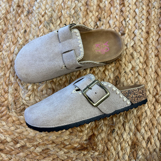 Tan Suede Clogs