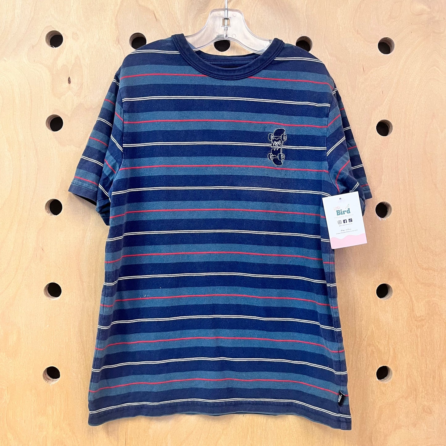 Blue/Red Striped Skateboard Tee