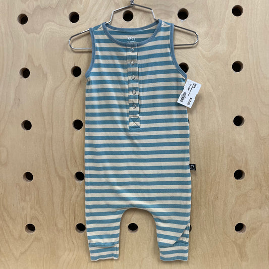 Cream & Blue Striped Romper
