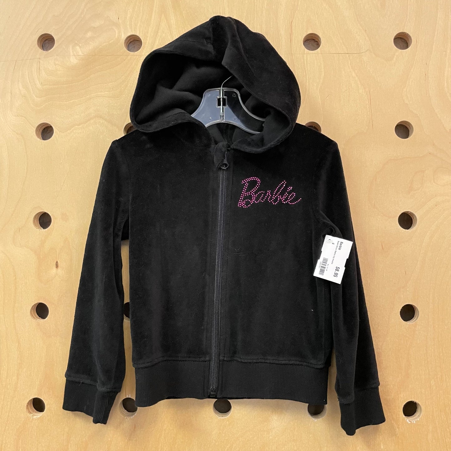 Black Velour Barbie Zip Hoodie