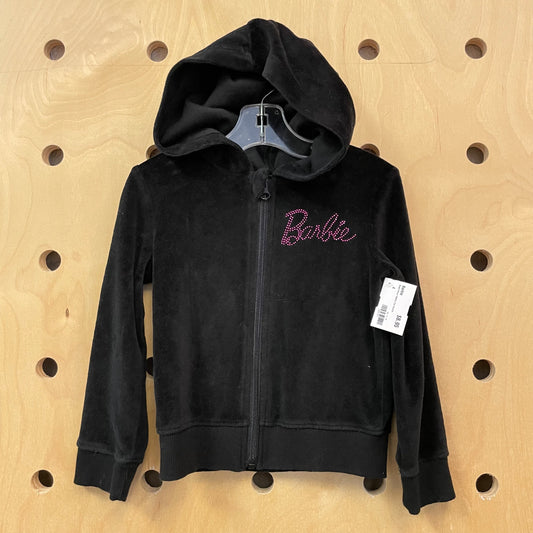 Black Velour Barbie Zip Hoodie