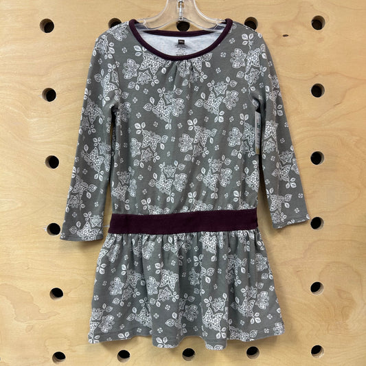 Grey Butterfly Purple Waist Dress