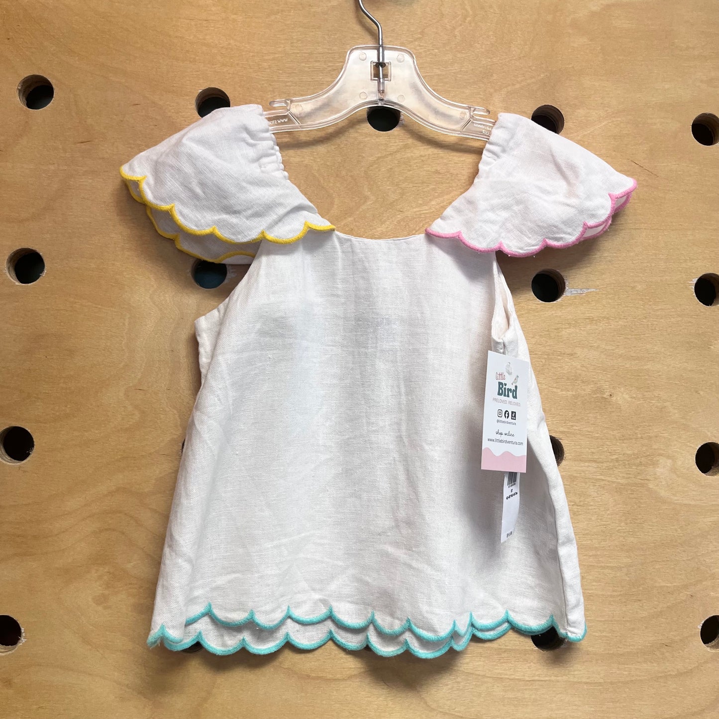 White/Colorful Scalloped Tank NEW!