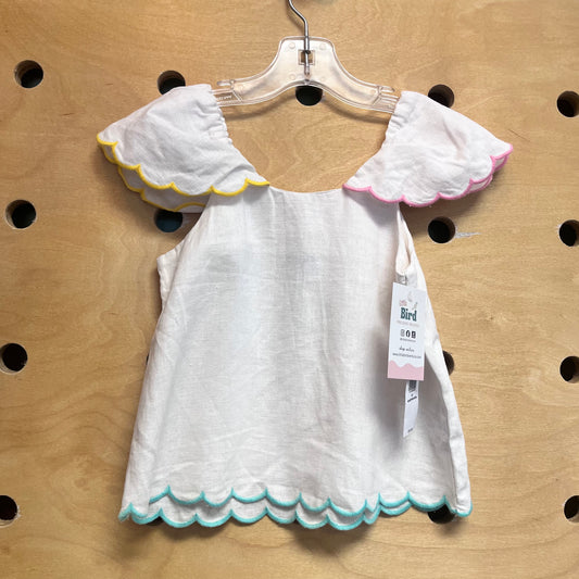 White/Colorful Scalloped Tank NEW!