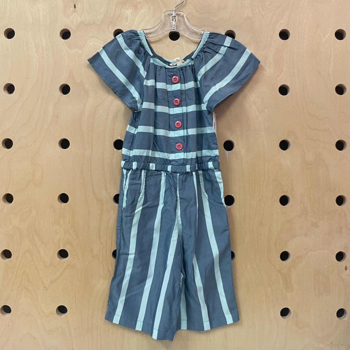 Blue + Mint Striped Romper
