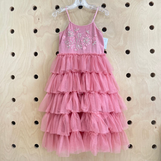 Pink Tulle & Sequin Flowers Dress
