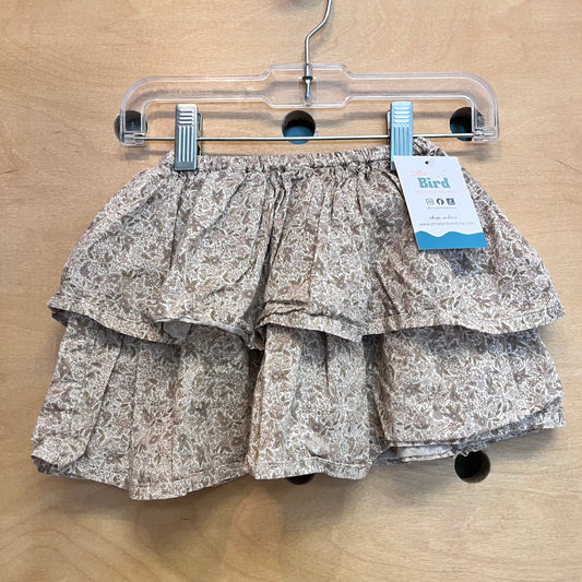 Beige Floral Ruffle Skirt