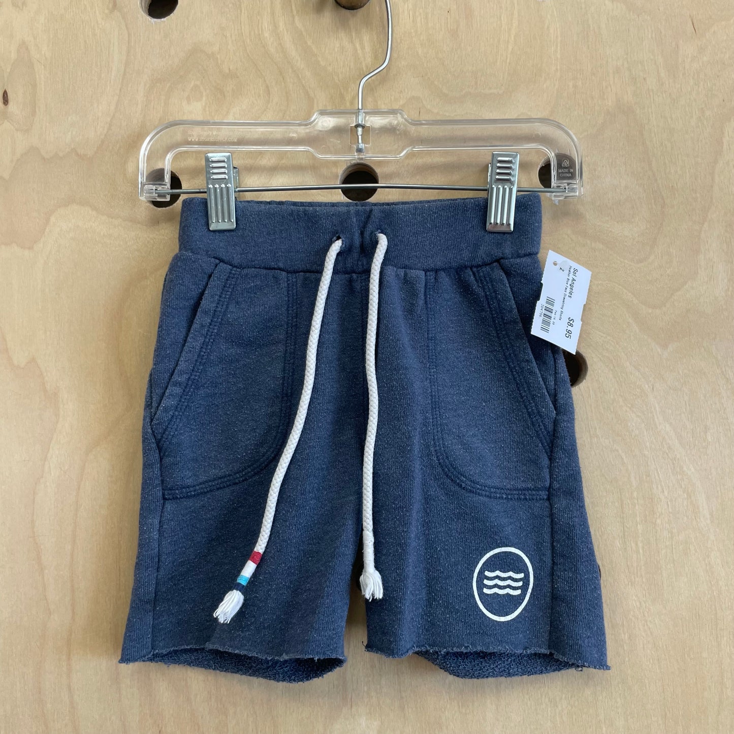 Heather Blue Faux Drawstring Shorts