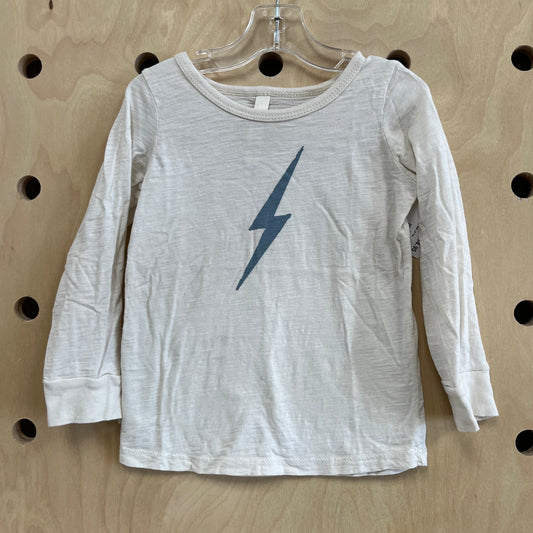 Cream & Blue Lightning Bolt LS Tee