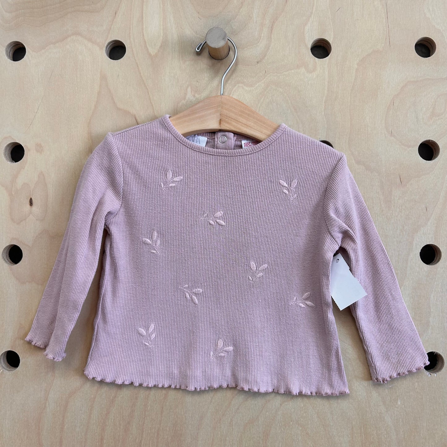 Pink Ribbed Leaves Top