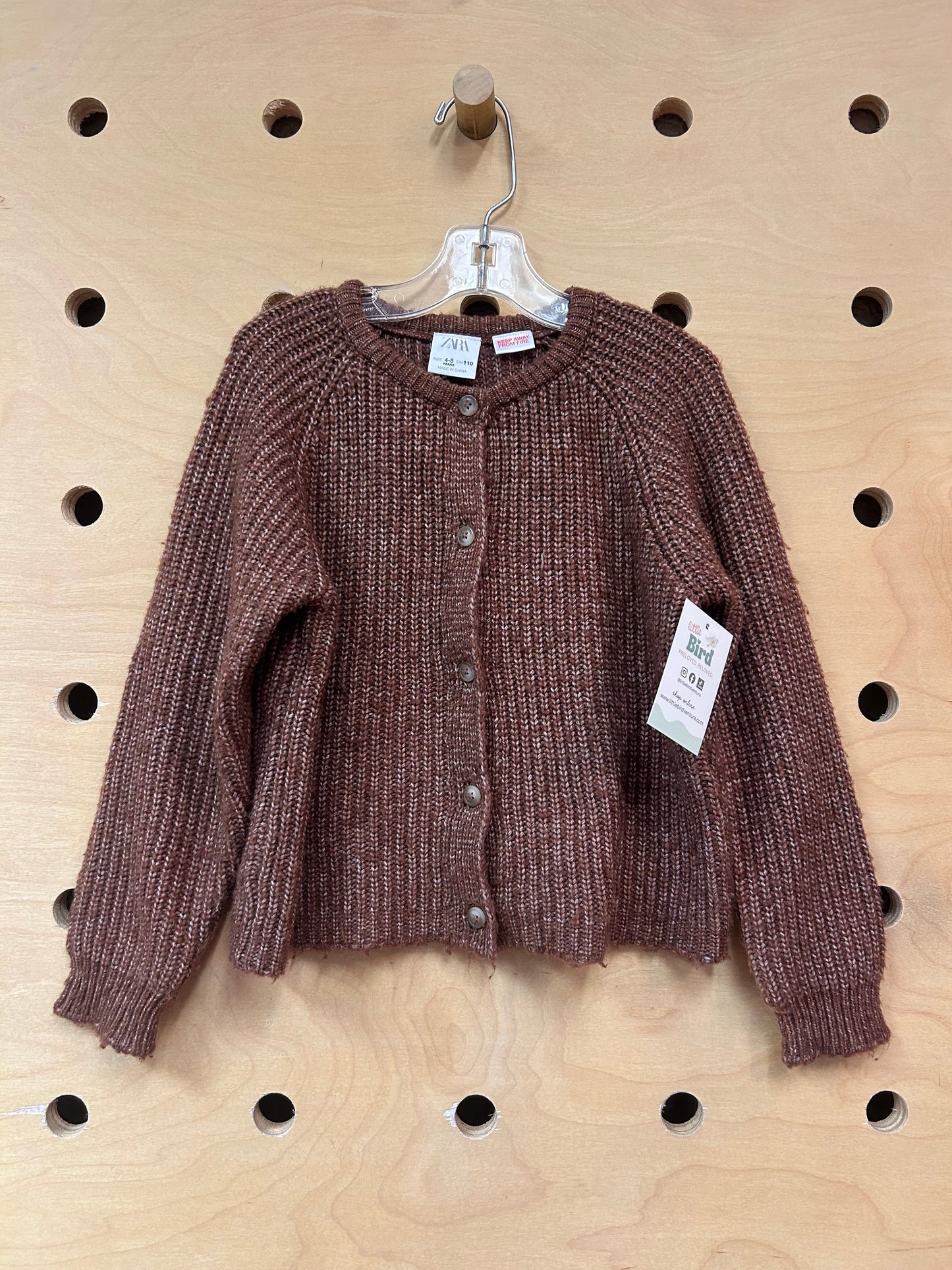 Brown/Pink Knit Button Sweater