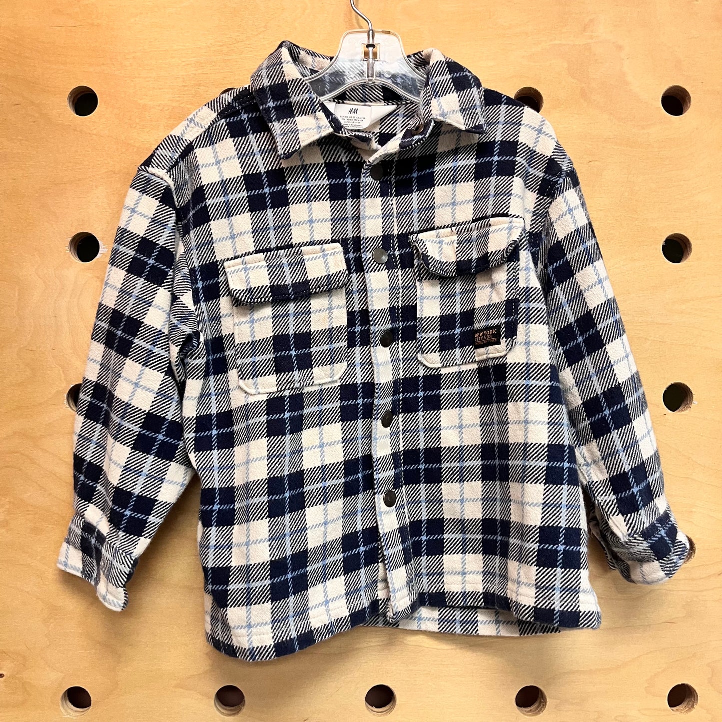 Blue/White Plaid Snap Flannel