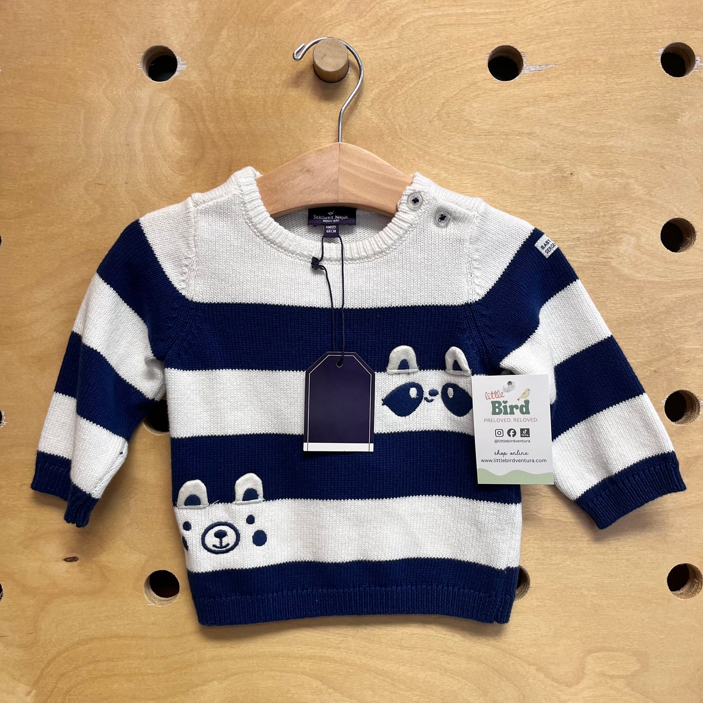 Blue/White Striped Animal Sweater NEW!