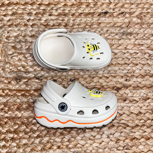 Creme Perforated Clogs w/ Bees