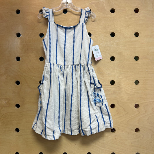 Blue/White Embroider Flowers Dress