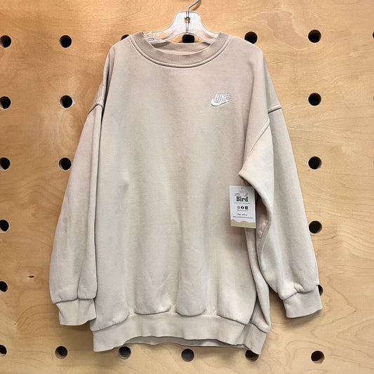 Beige Embroidered Swoosh Sweatshirt