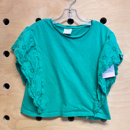 Green Eyelet Sleeve Top