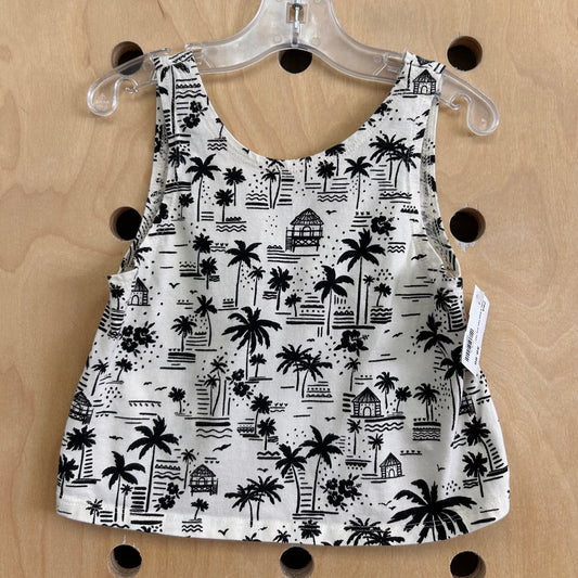 Cream & Black Palm Huts Tank