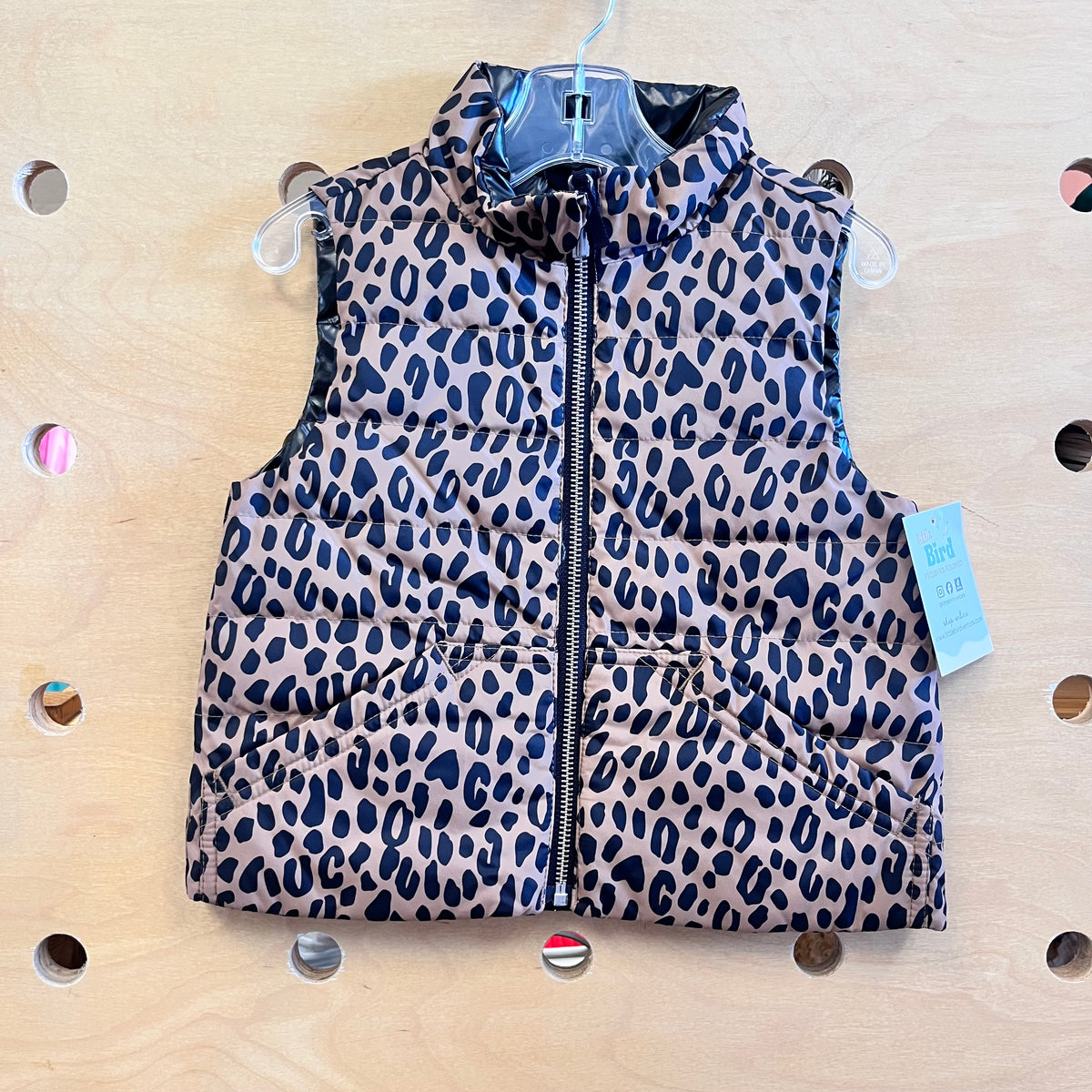 Leopard Print Reversible Puffer Vest