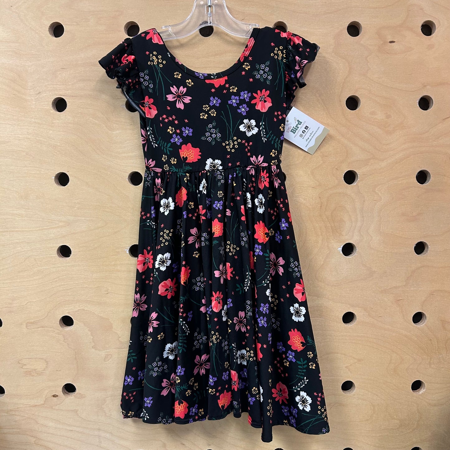 Black Floral Scoop Back Dress