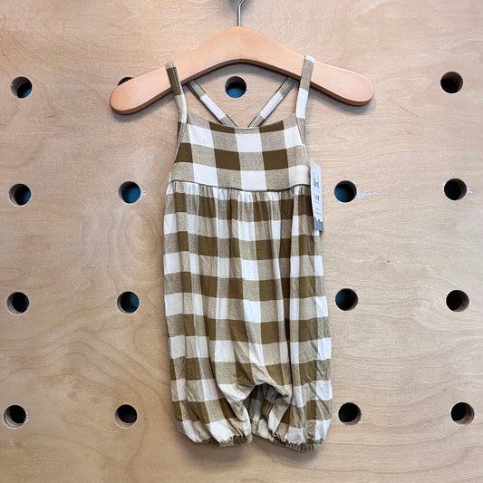Bamboo Green/White Gingham Romper