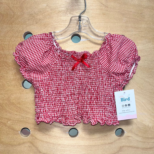 Red Gingham Smocked Top
