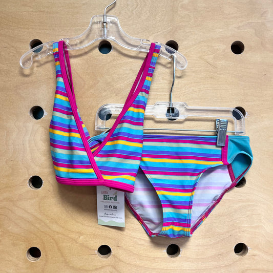 Pink/Blue Striped 2pc Swimsuit