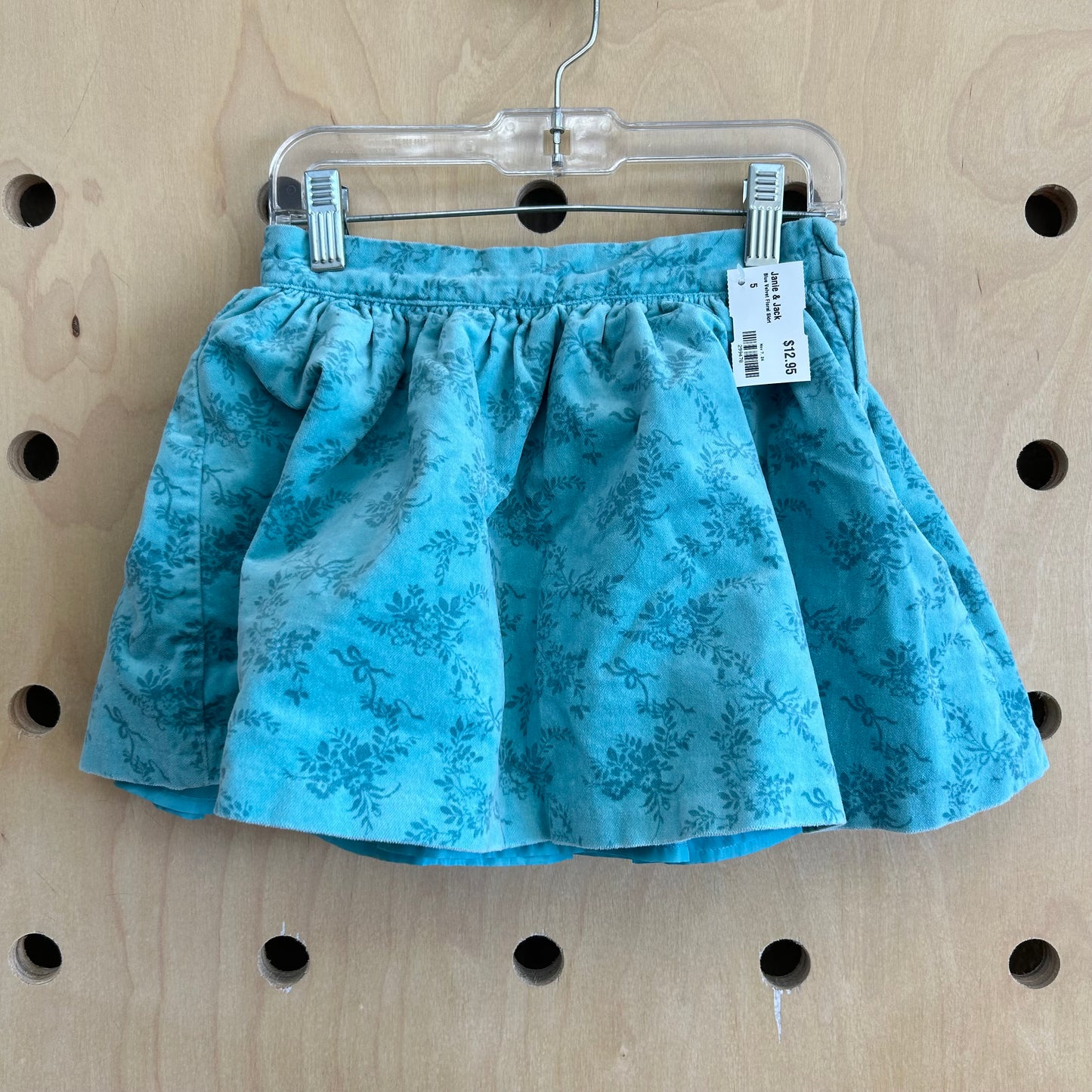 Blue Velvet Floral Skirt