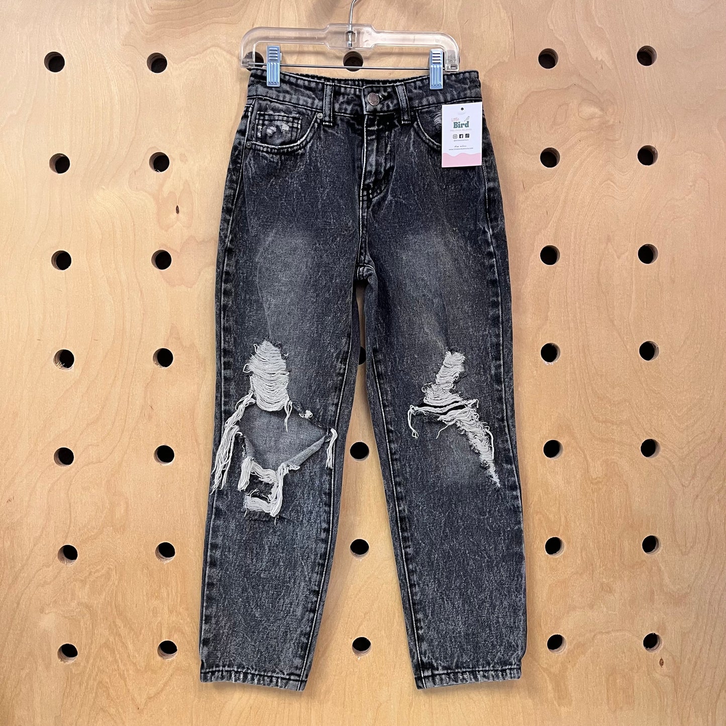 Black Distressed 90's Style Jeans
