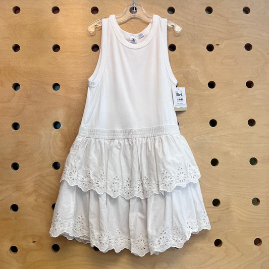 White Eyelet/Ribbed Tank Dress