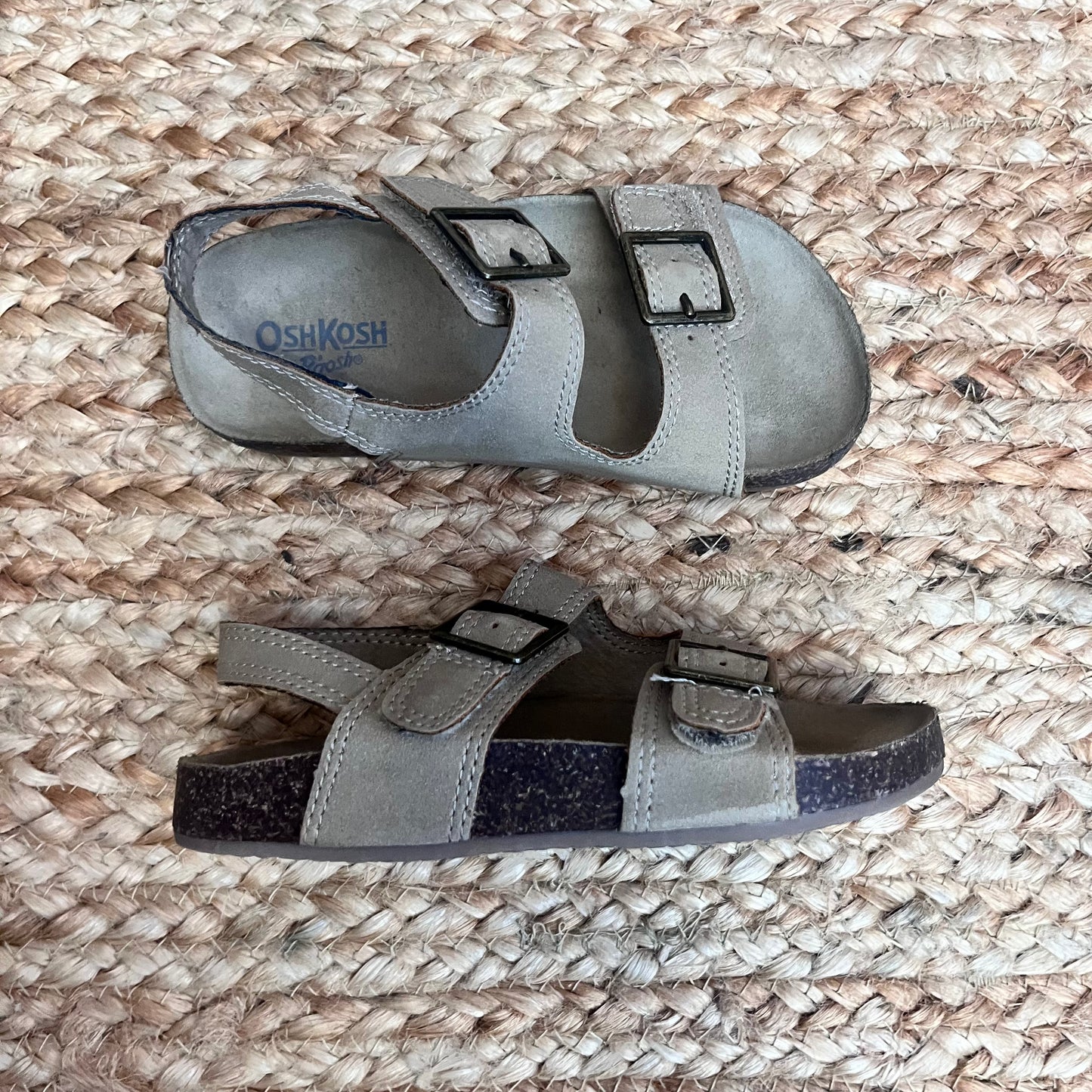 Beige Flatbed Buckled Sandals