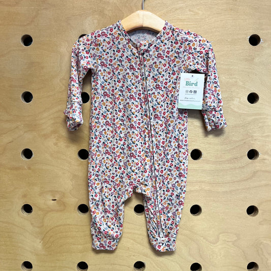 White Floral Bamboo Zippy