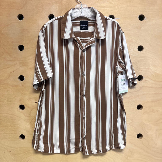 Brown/White Striped Button Up