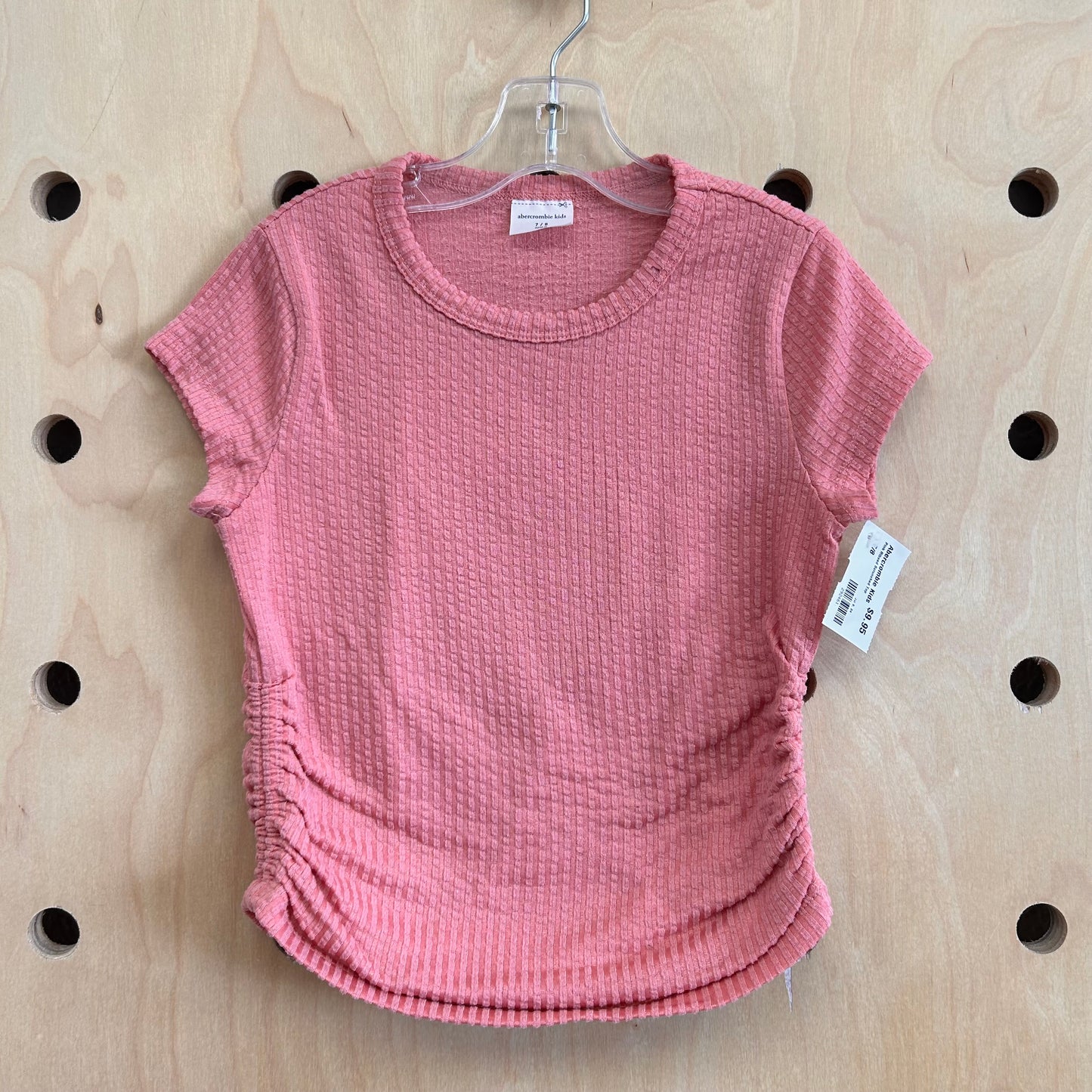 Pink Ribbed Scrunched Top