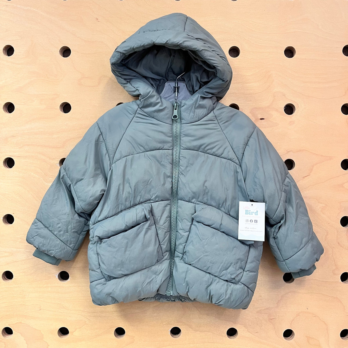 Sage Hooded Zip Puffer Jacket