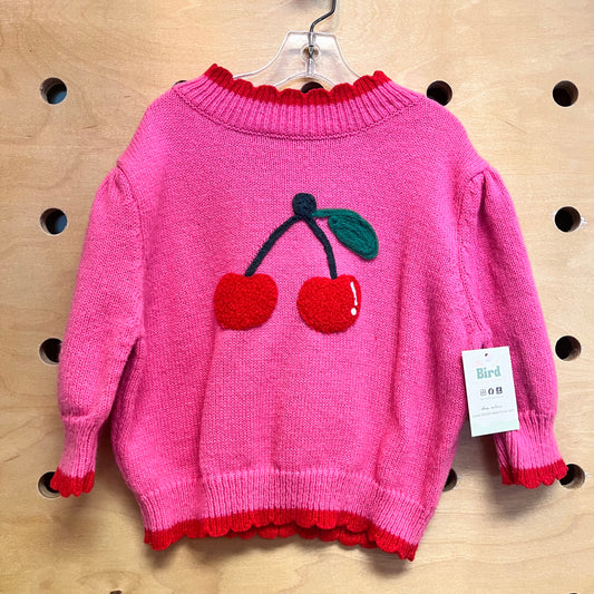 Pink/Red Cherries Knit Sweater