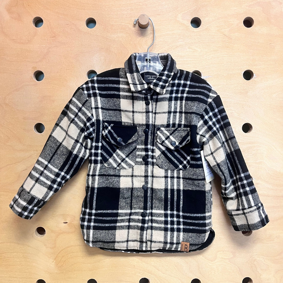 Black/Cream Plaid Flannel Shacket