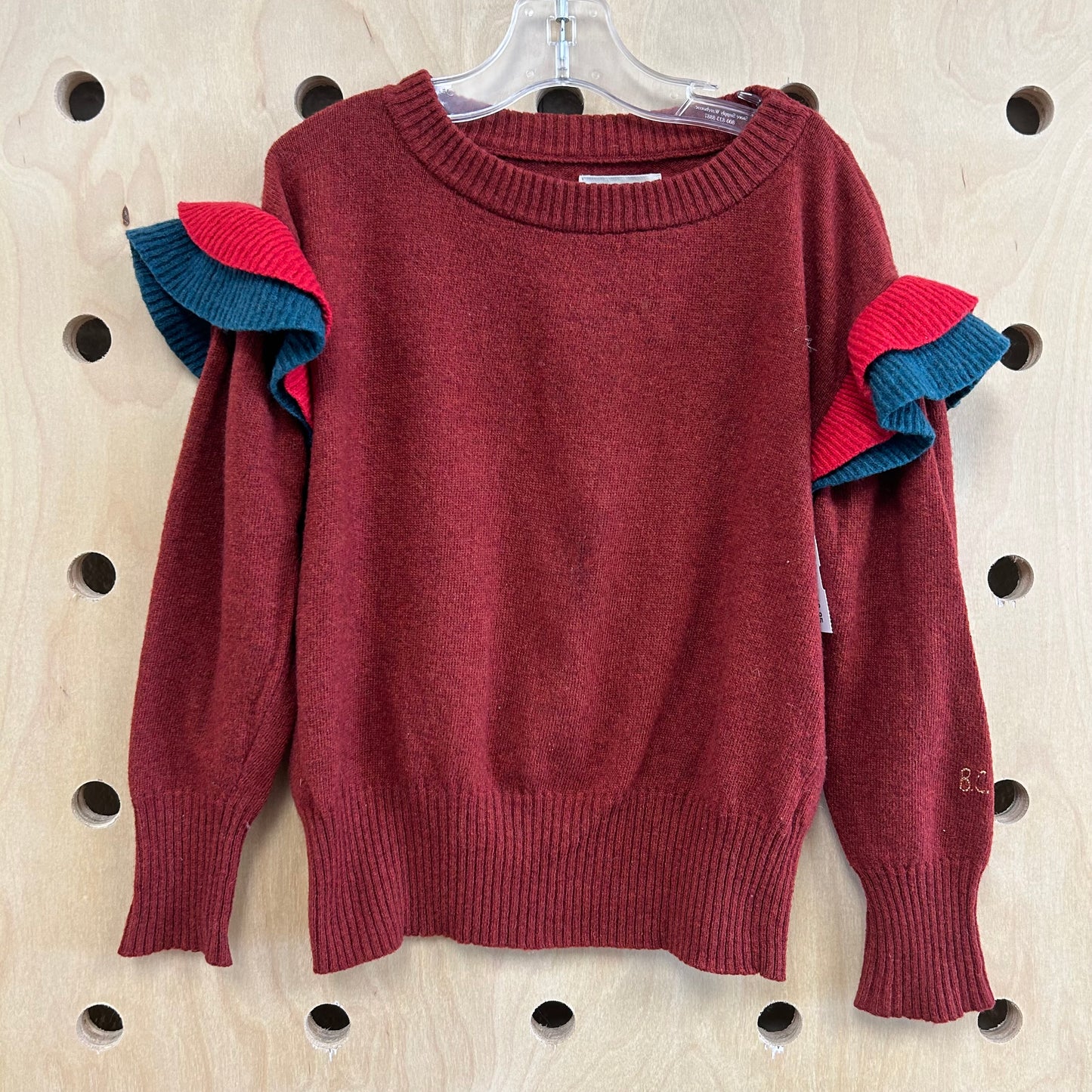 Red Ruffle Sleeve Sweater
