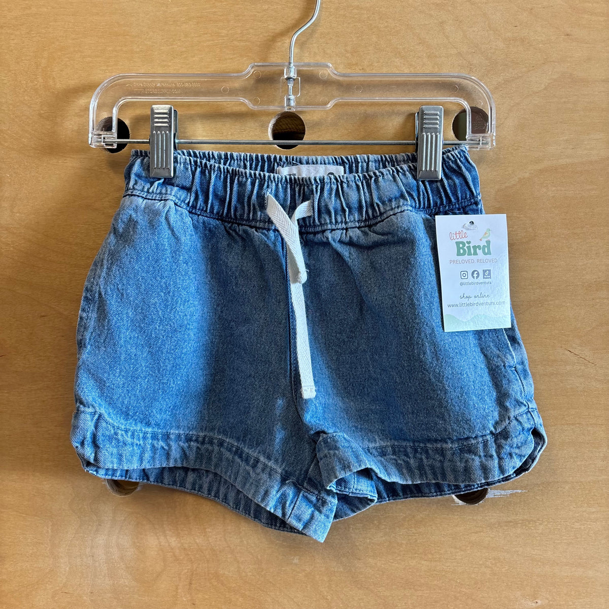 Blue Chambray Drawstring Shorts