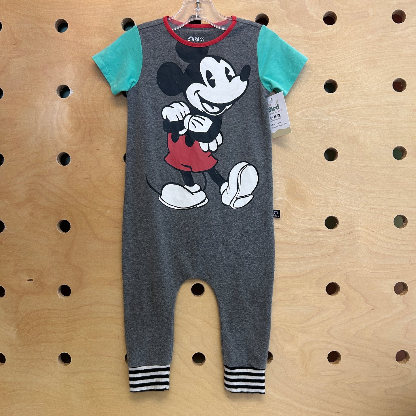 Teal + Grey Mickey Romper