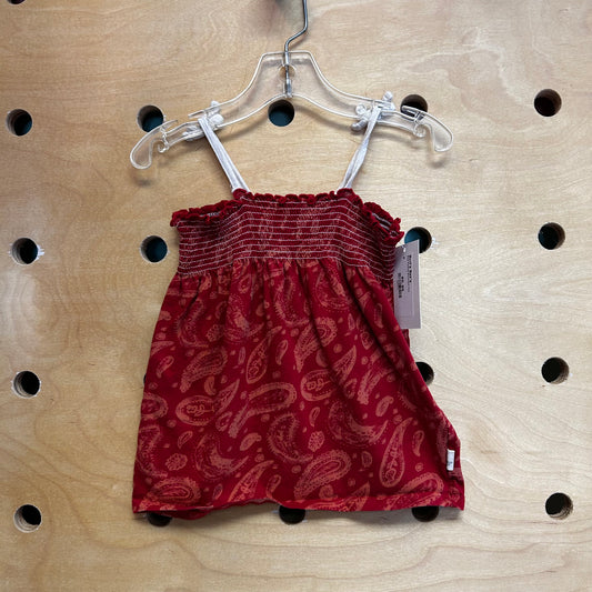 Red Paisley Smocked Tank
