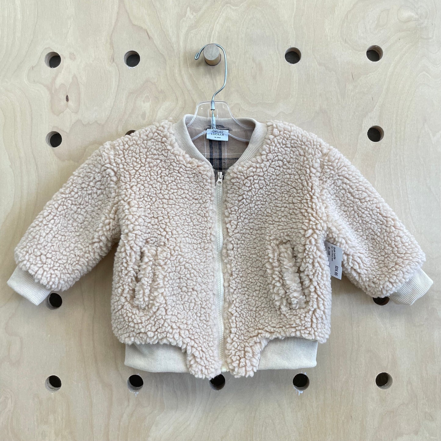 Plaid-Lined Sherpa Jacket