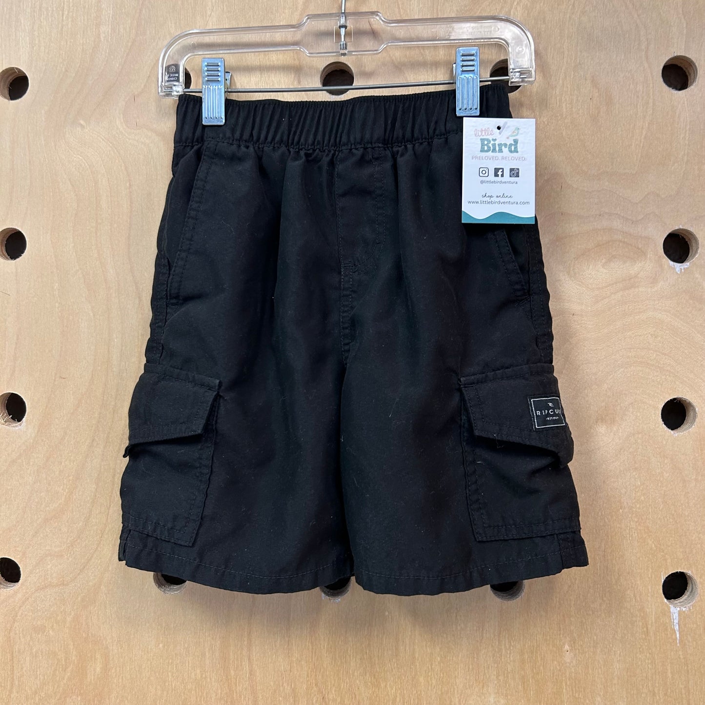 Black Elastic Waist Shorts