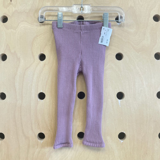 Purple Ribbed Leggings
