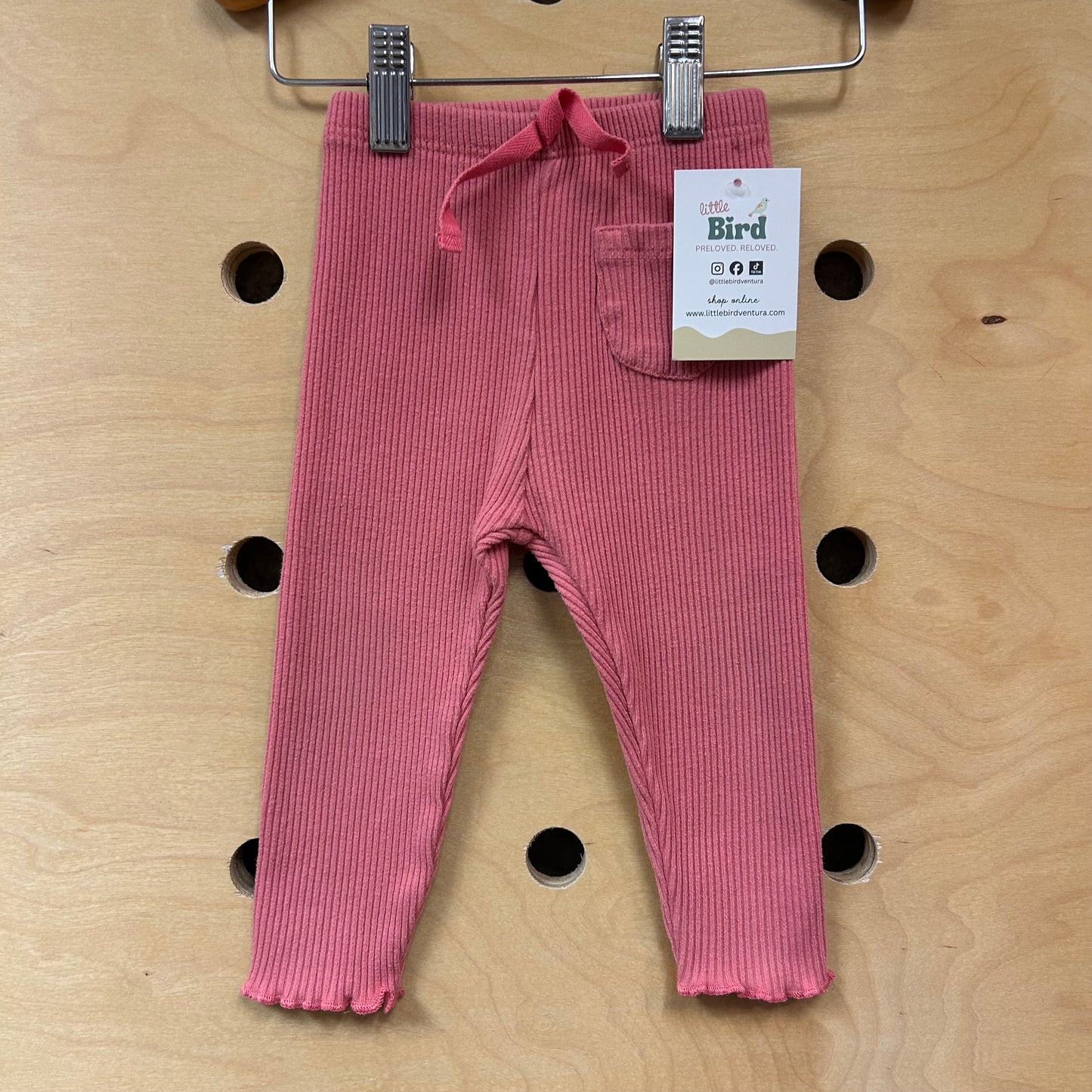 Pink Ribbed Pocket Leggings